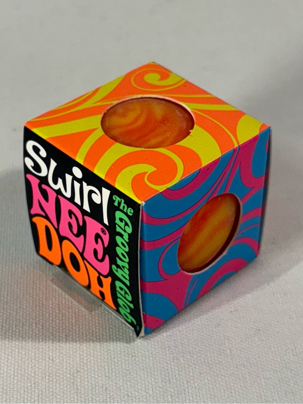 🧡 [NEW] NEE DOH TEENIE GROOVY GLOB SWIRL ORANGE VIRAL SQUISHY BALL SCHYLLING 🧡